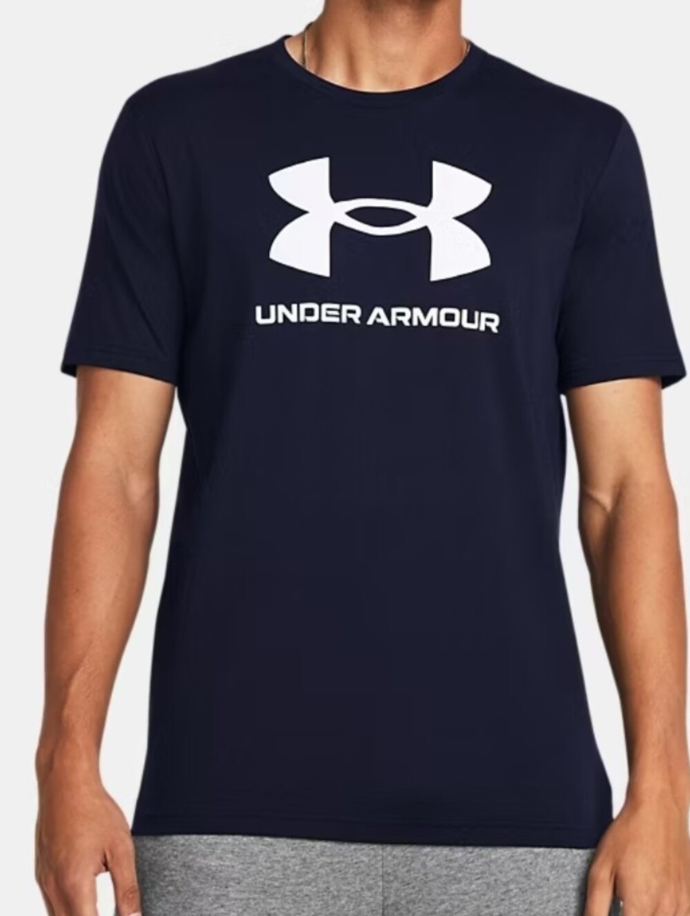 Under Armour Navy T-Shirt with White Logo Size XXL